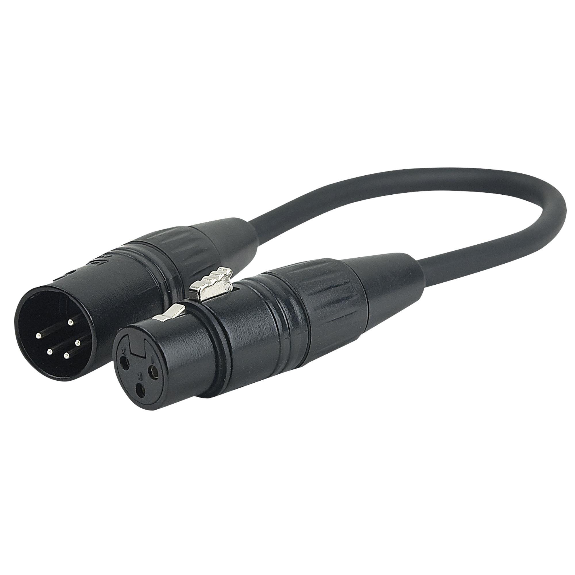 DAP DAP FLA36 - XLR 5 Pin male to XLR 3 PIn female 0.25m - DY Pro Audio