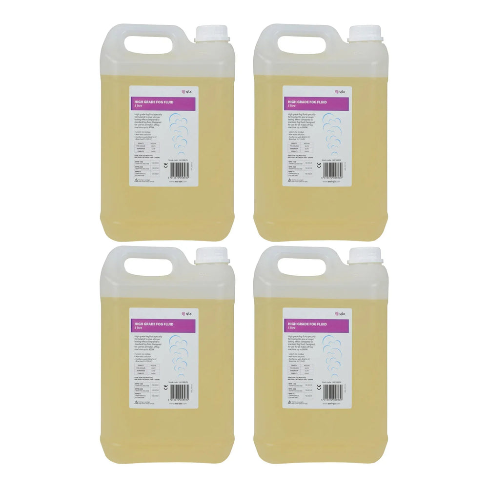 4 x QTX High Grade Medium Smoke Fog Fluid 5 Litre