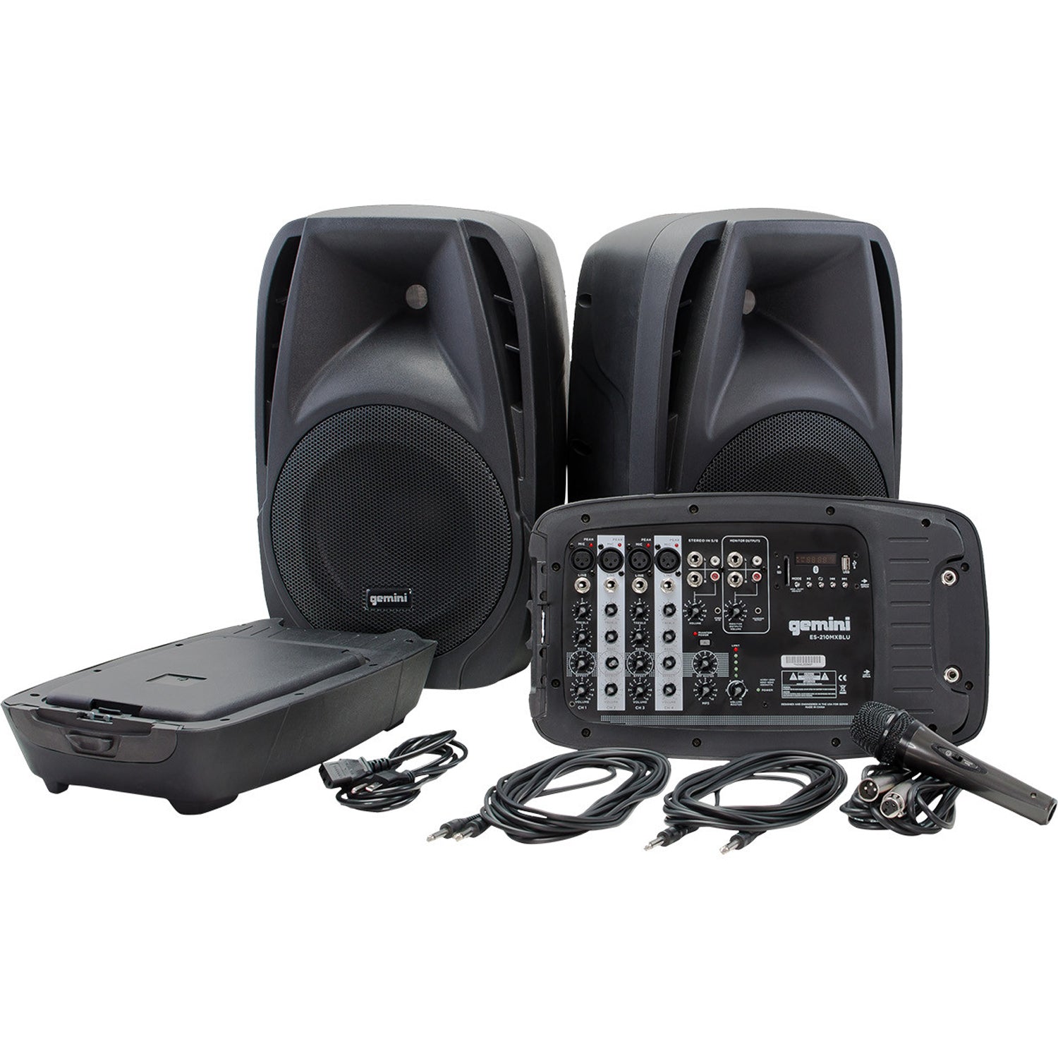 Gemini ES-210MX-BLU Portable PA System with 2x Speakers Amp Mixer Mic