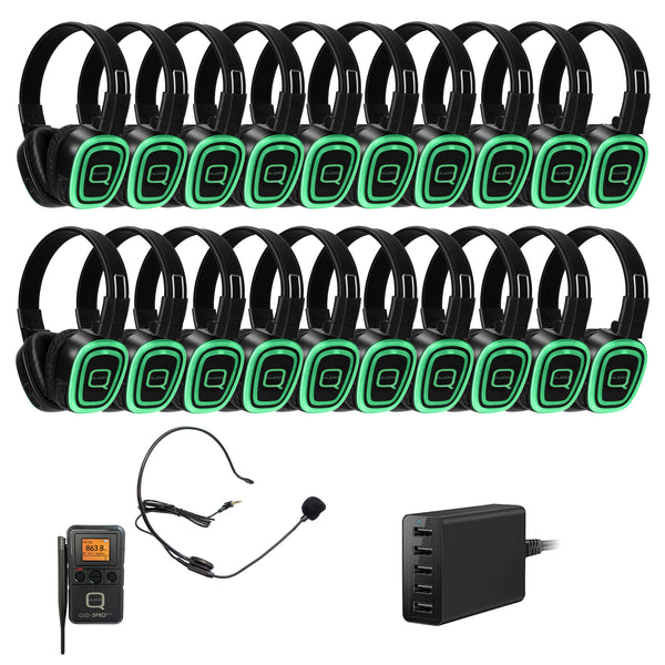 Q-Audio 20 Way Silent Disco Bundle With Portable Bluetooth Transmitter & Charger
