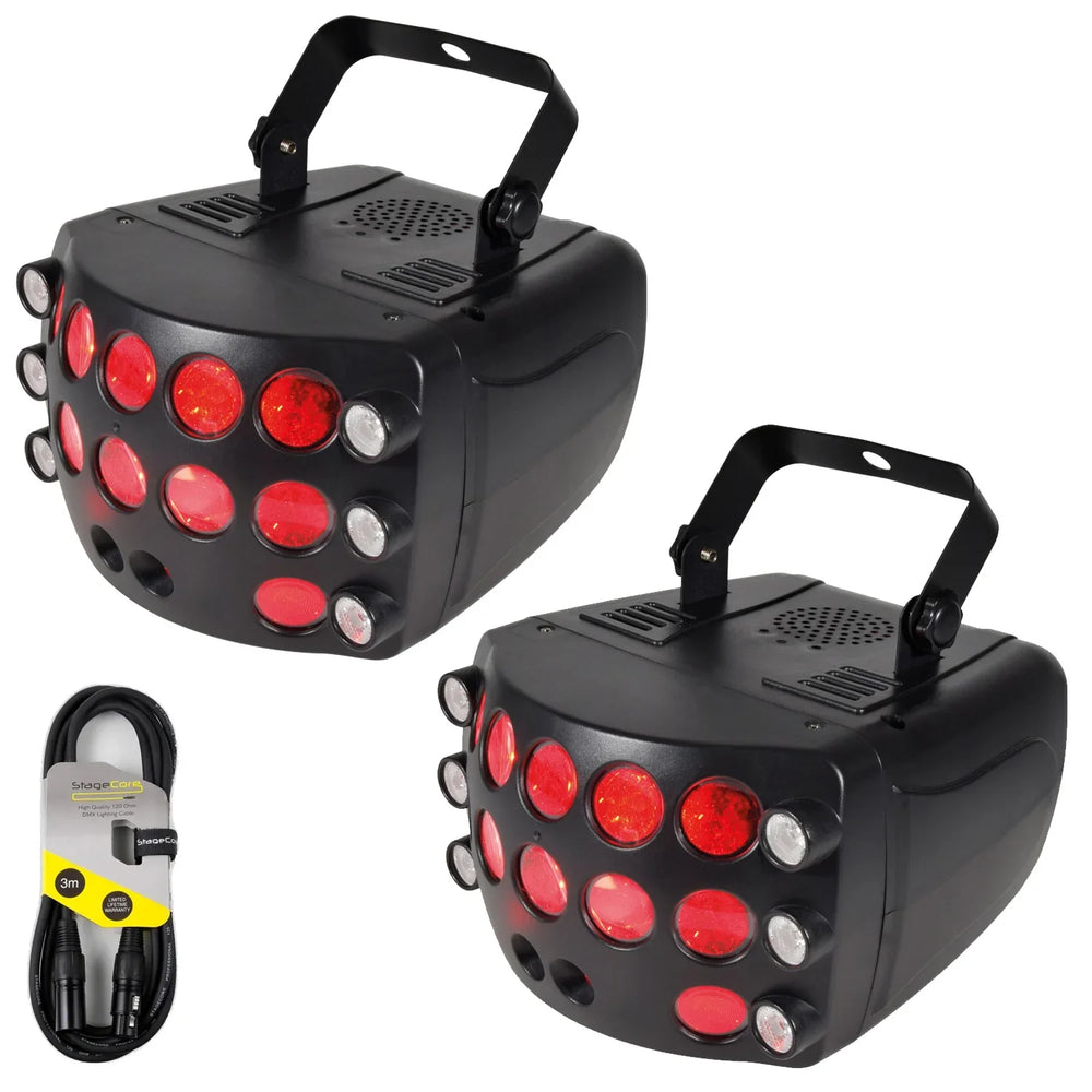 2 x QTX Butterly 3 - in - 1 LED & Laser Effect Light