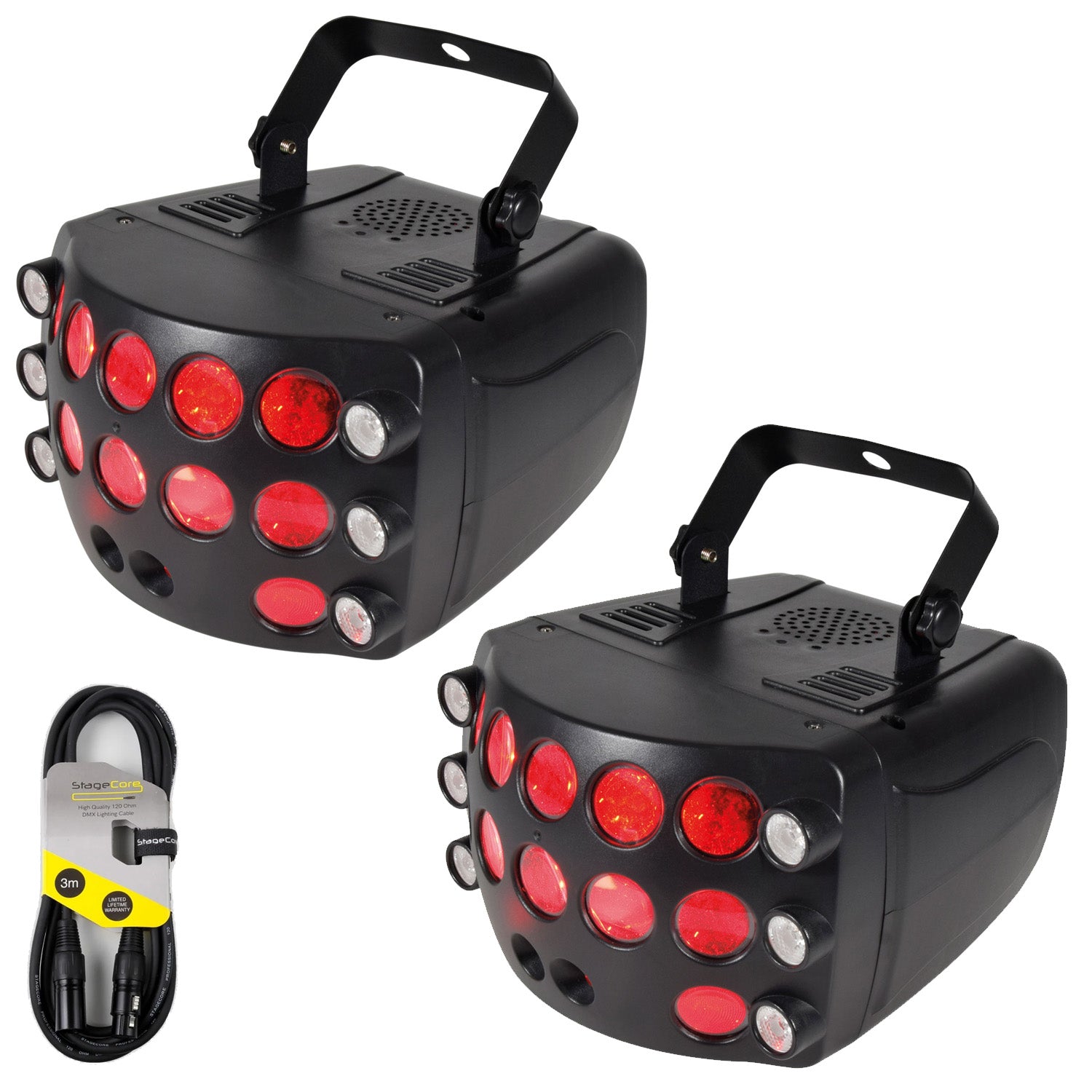 2 x QTX Butterly 3-in-1 LED & Laser Effect Light