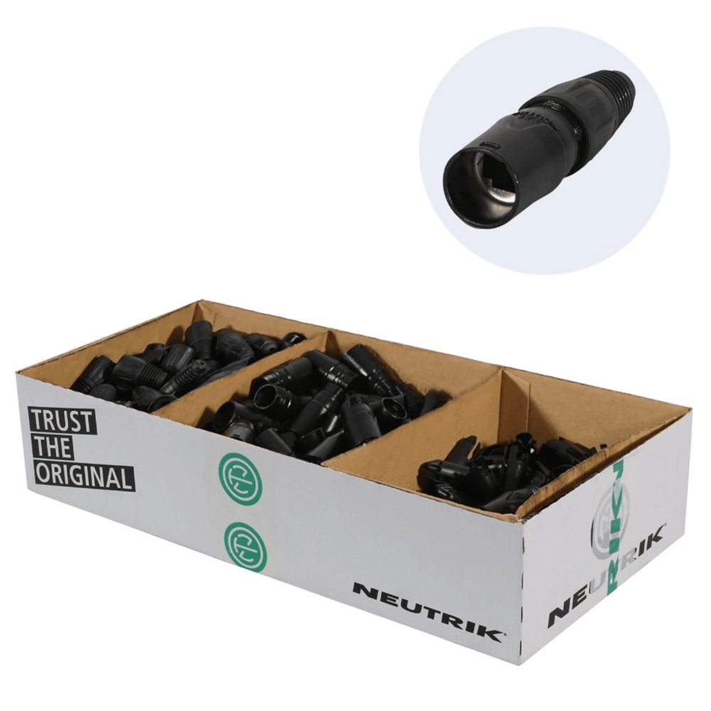 Neutrik NE8MX-B-1-D Ethercon Cable Housing Black Disassembled - Upgrade your Ethernet connections with DY Pro Audio. Suitable for cable diameters 3.5-8mm.