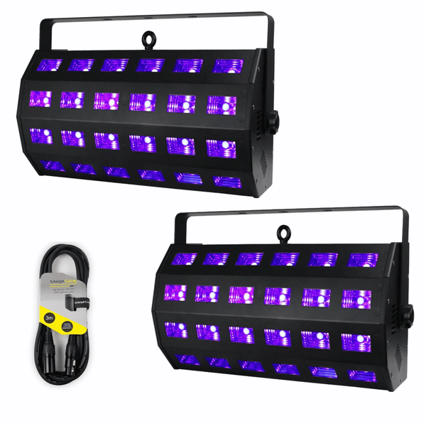 2 X Equinox UV Power Flood 24 x 3W Ultra-Violet LED Light
