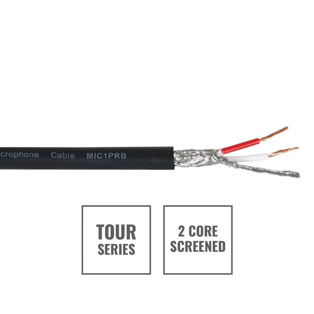elumen8 TOUR Screened 2 Core Microphone Cable MIC1PRB, 100m Drum Black