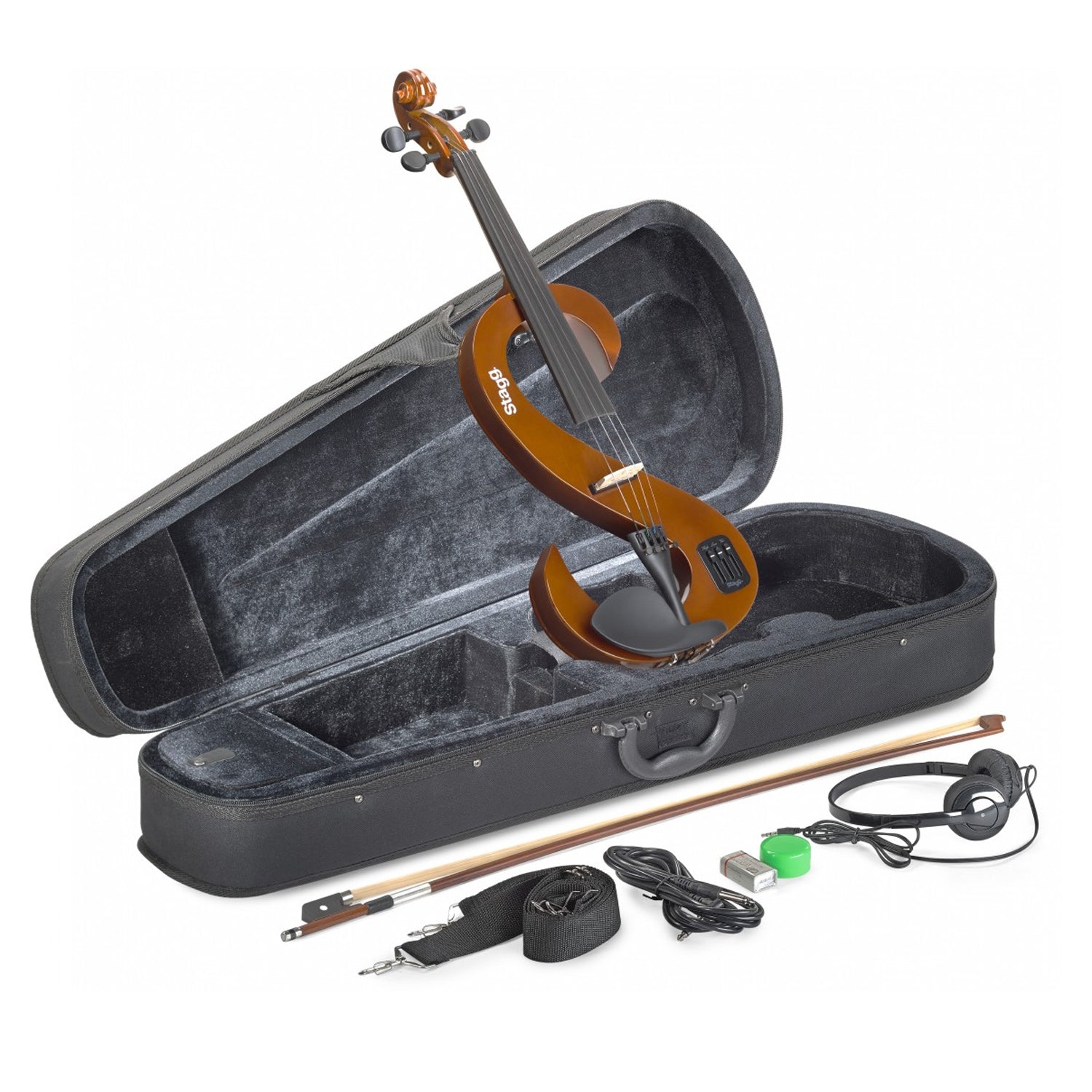 Stagg EVN 4/4 VBR Violinburst-Coloured 4/4 Electric Violin Set with Softcase and Headphones