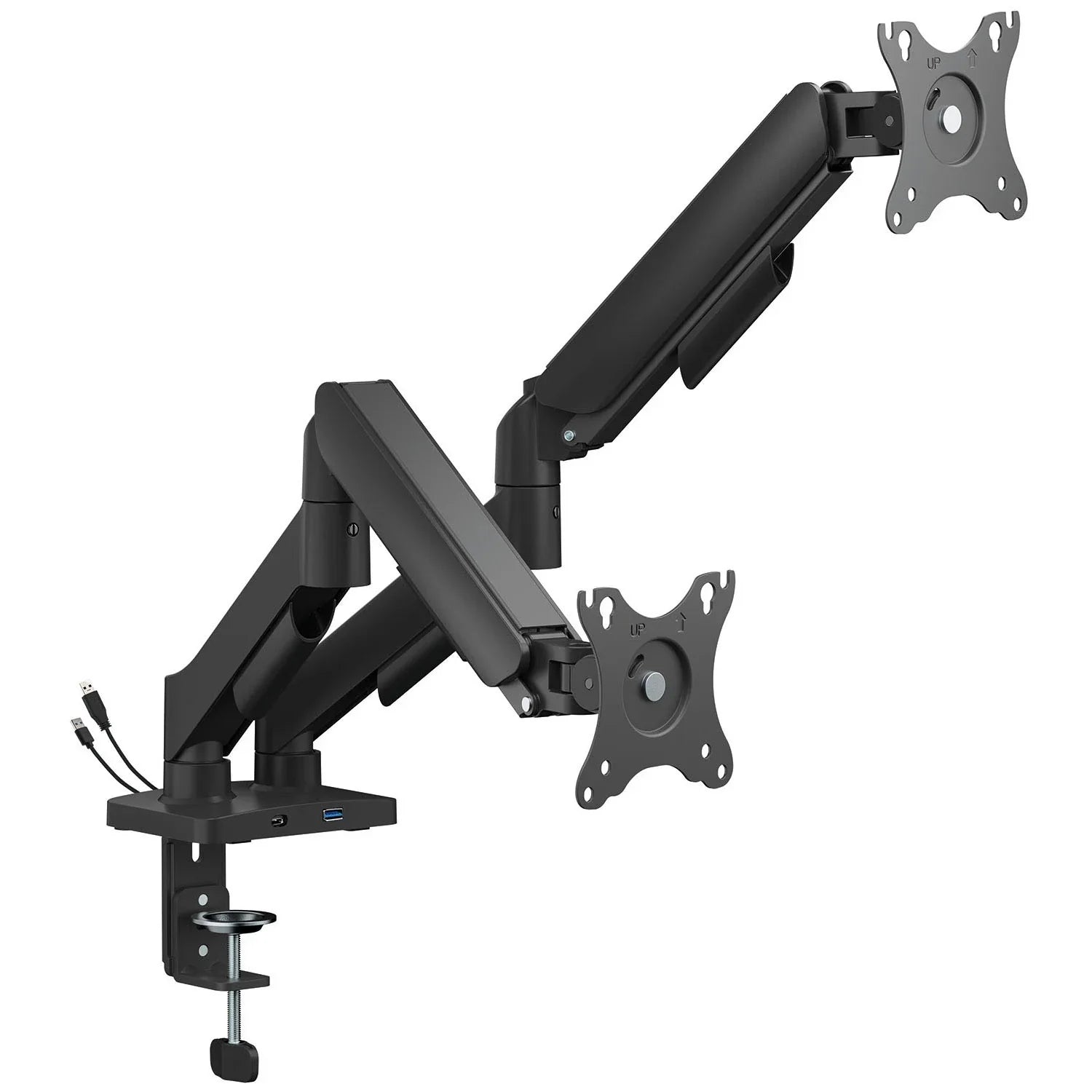 AV:link Full Motion Dual Gas Spring Desktop Monitor Arm with USB Hub