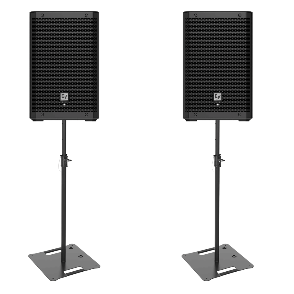 2 X Electro-Voice ZLX8P-G2 8" Active PA Speakers With Square Base Stands
