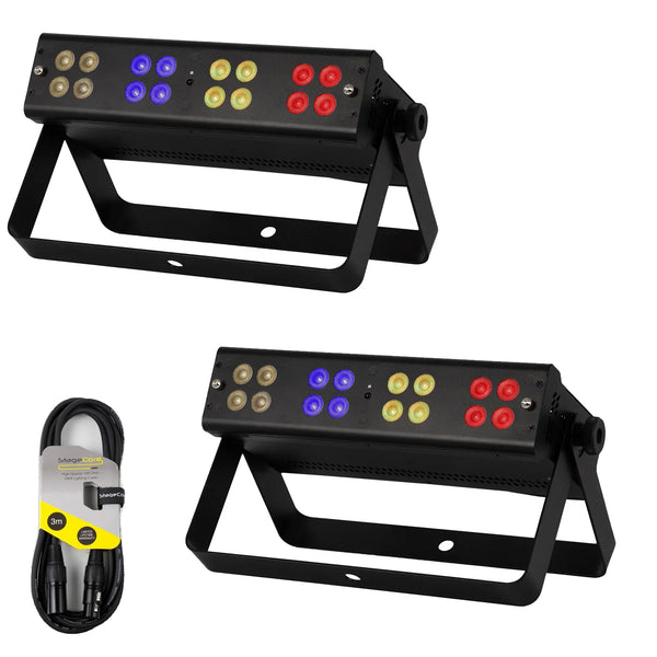 2 x Equinox Quad Blox 16 x 4 W RGBWW LED Wash Light With DMX Cable