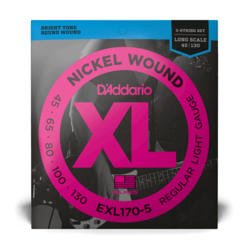 D’Addario EXL170-5 nickel wound 5 string bass guitar strings 45-130 long scale