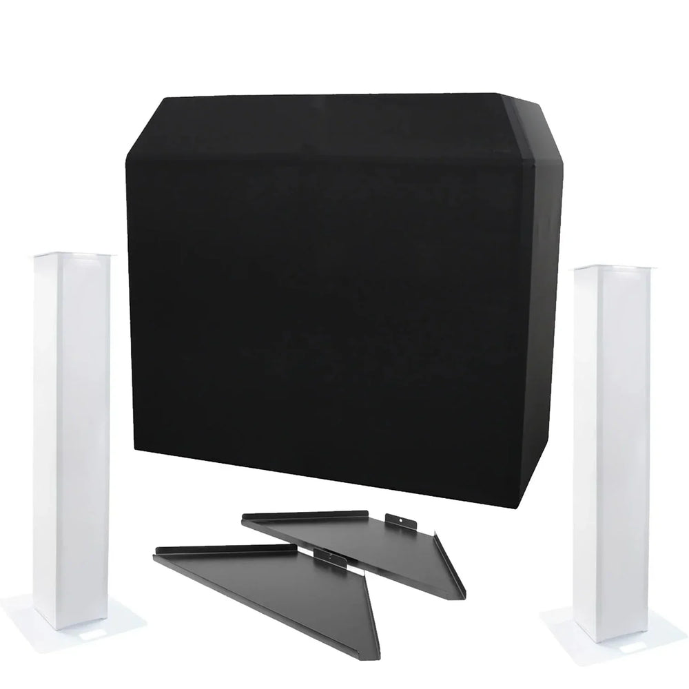 Ultimax DJ Booth Pro DJ Booth, Overhead Kit, 1.5m Plinth Kit and Corner Shelfs