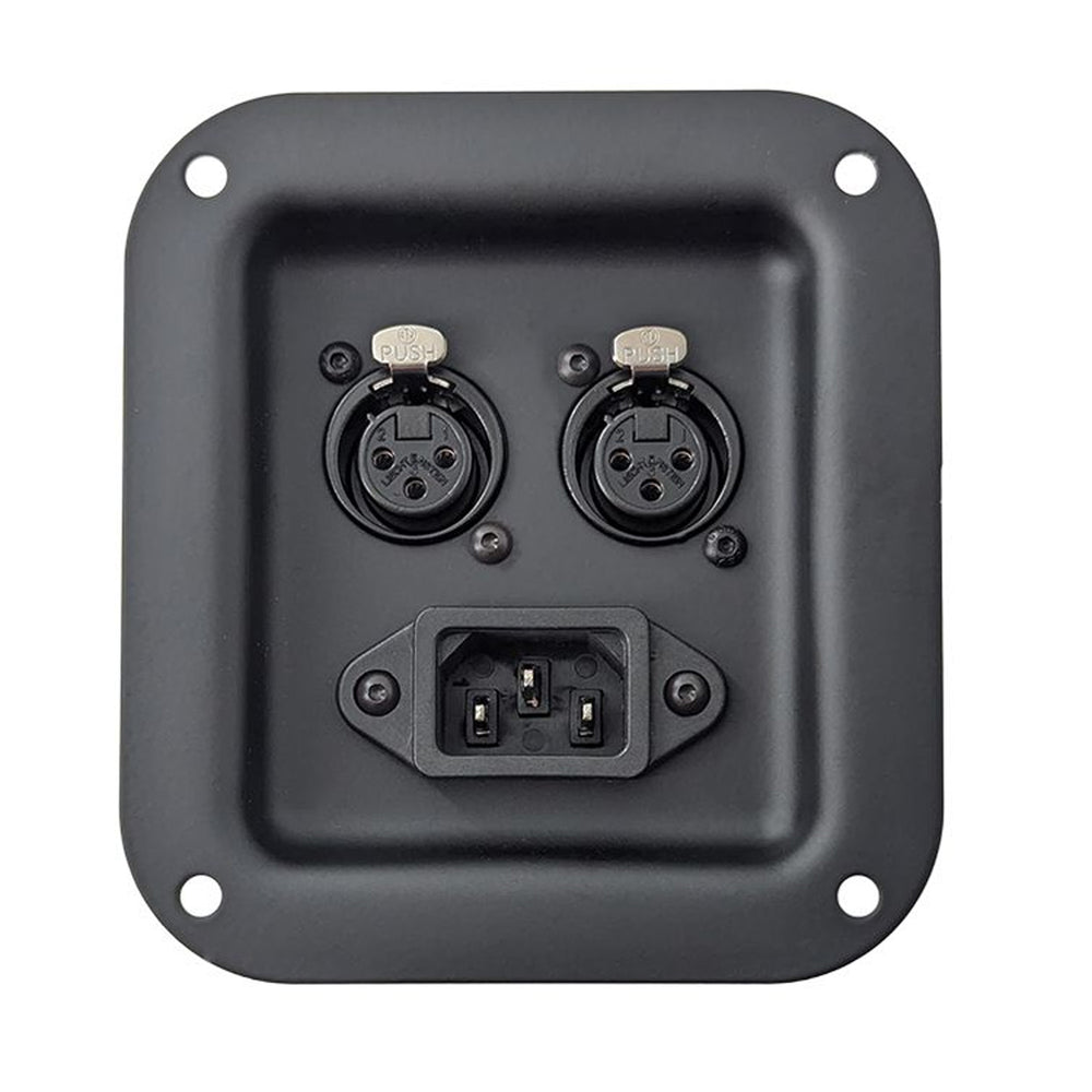 Penn Elcom D0946-40K-FX Small Black Dish with 1 x IEC and 2 x XLR 3 Pin Female Chassis DLX