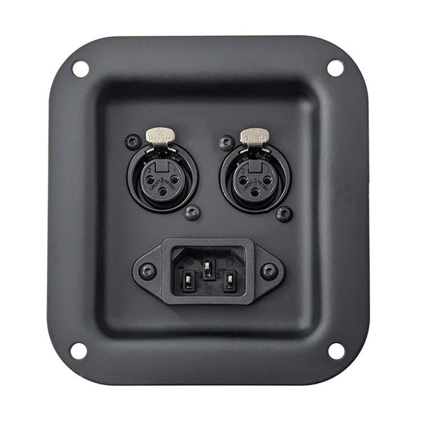 Penn Elcom D0946-40K-FX Small Black Dish with 1 x IEC and 2 x XLR 3 Pin Female Chassis DLX