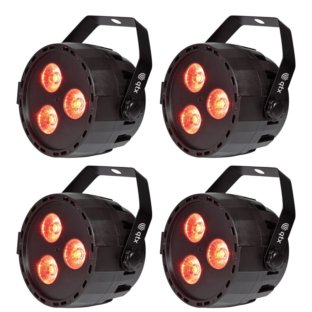 4 x QTX PAR12 3 x 4W LED RGBW DMX Par Can