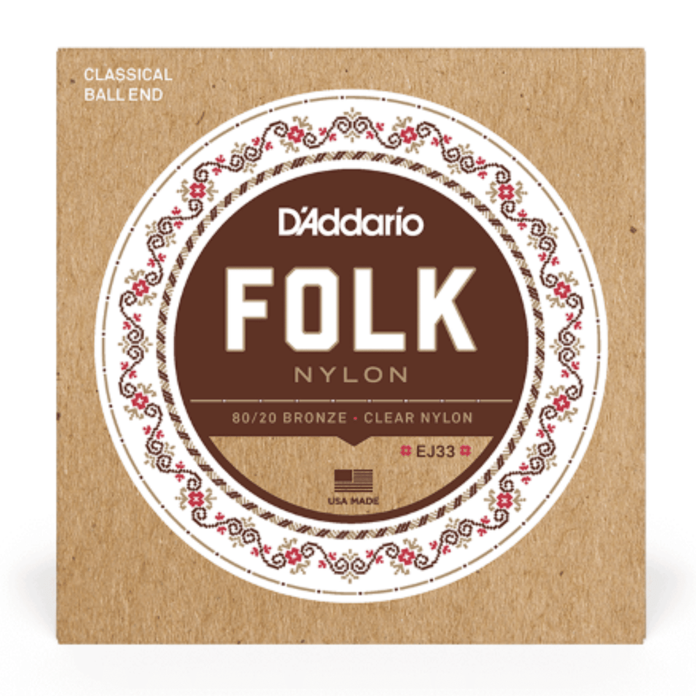 D'Addario EJ33 Folk Nylon Guitar Strings - Normal Tension, Ball-End Design