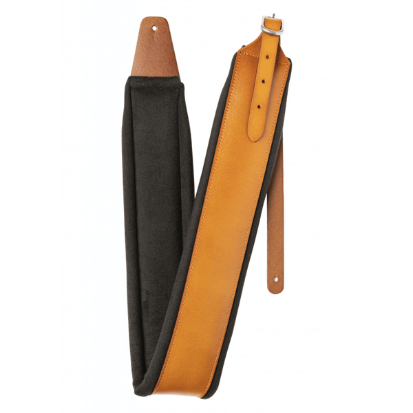Stagg SLPL-BUCKLE Light Brown Leather Padded Gutiar Strap with Chrome Buckle