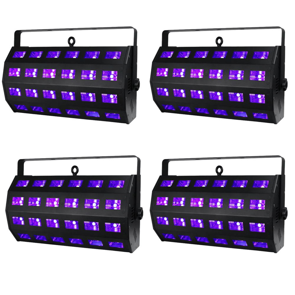 4 x Equinox UV Power Flood 24 x 3W Ultra-Violet LED Lights