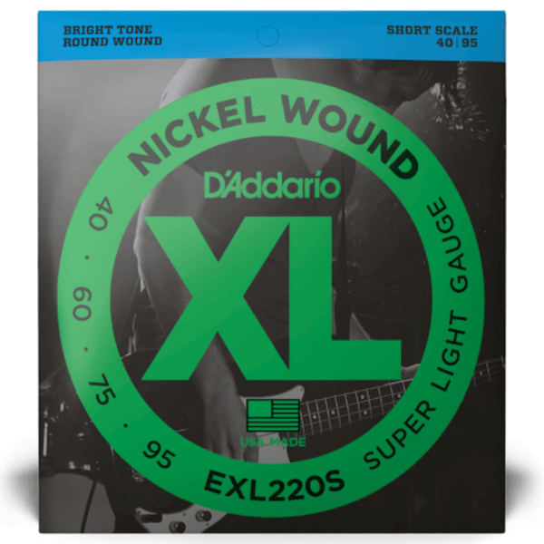 D'Addario EXL220S bass guitar strings super light 40-95 short scale nickel wound