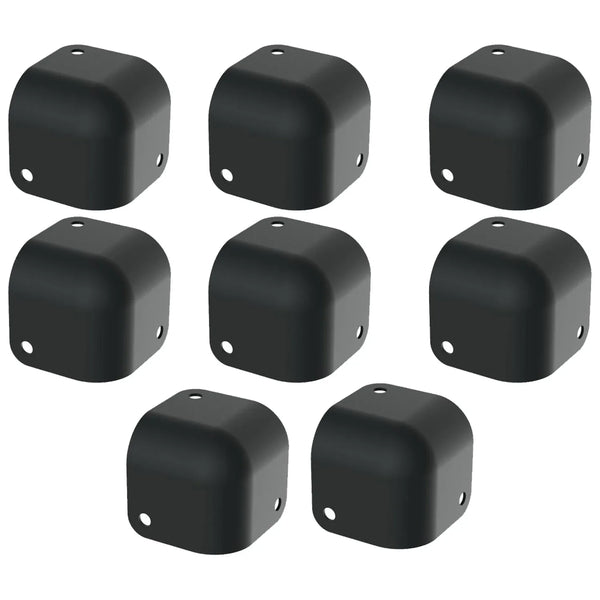 8 x Penn Elcom  Black Metal Cabinet Corner 3 Led 13mm Radius