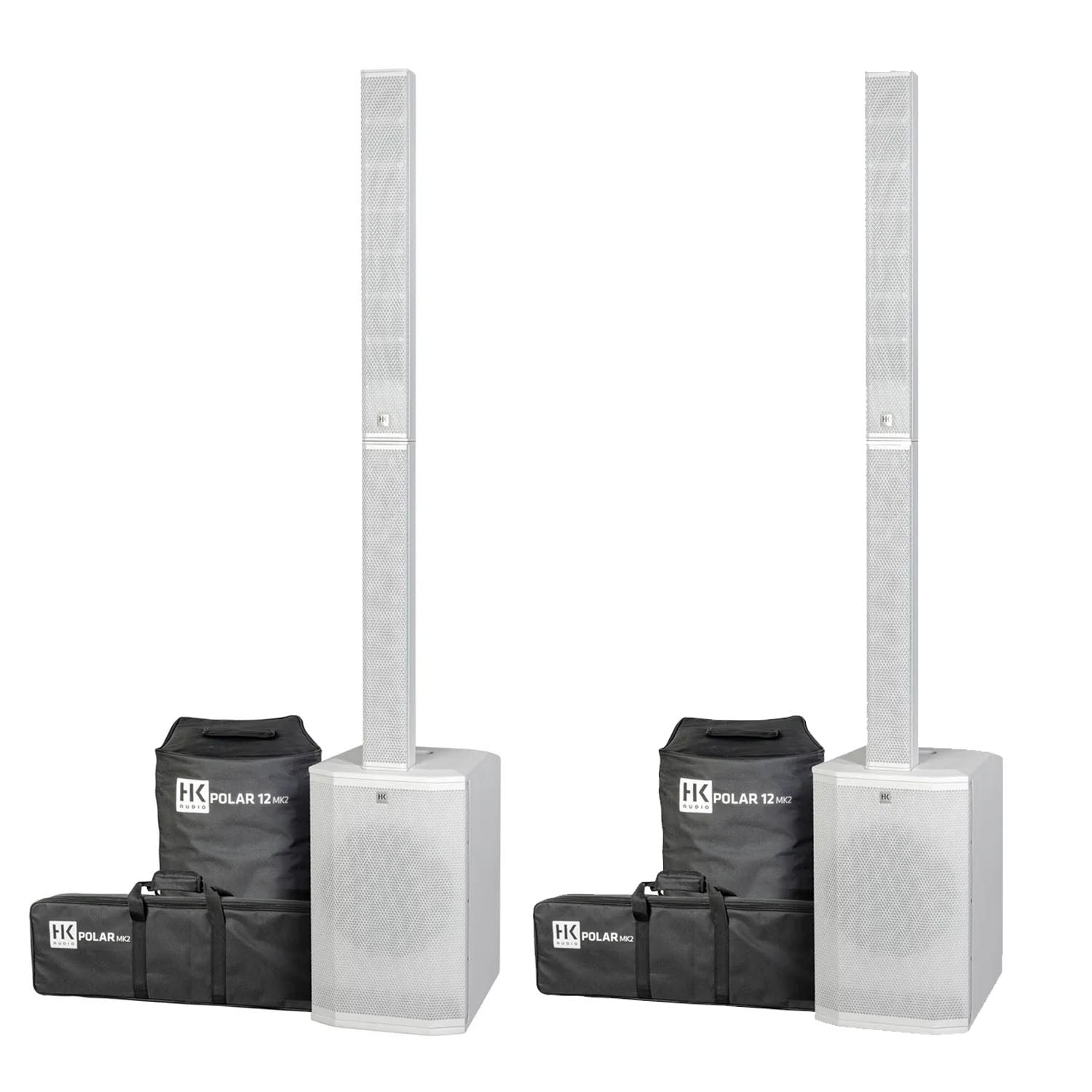 2 x HK Audio POLAR 12 MK2 white column speakers