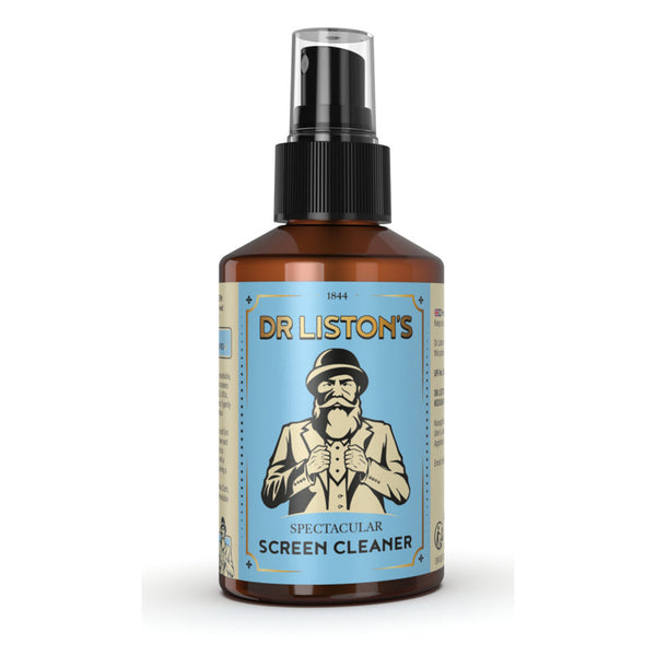 Dr Liston’s Spectacular Screen Cleaner bottle for monitors, TVs, tablets, and electronic equipment.