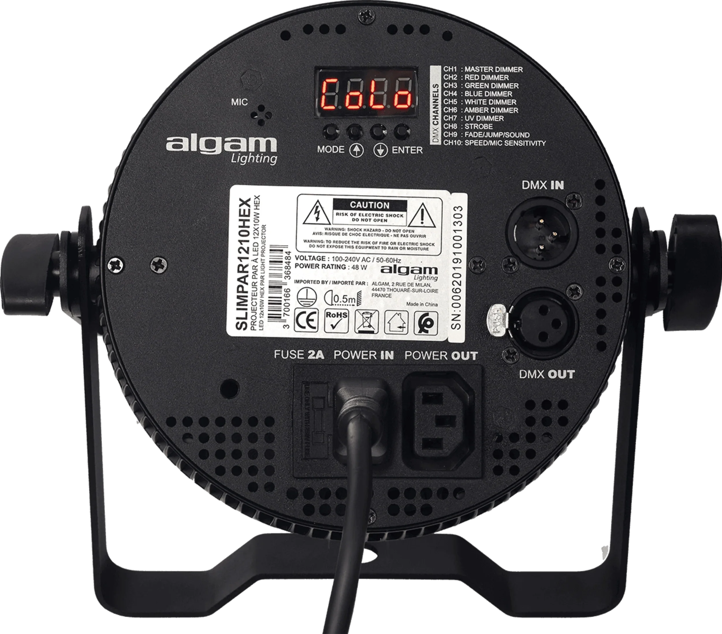 Algam Lighting SLIMPAR-1210-HEX12 x 10W RGBWA+UV LED PAR Can