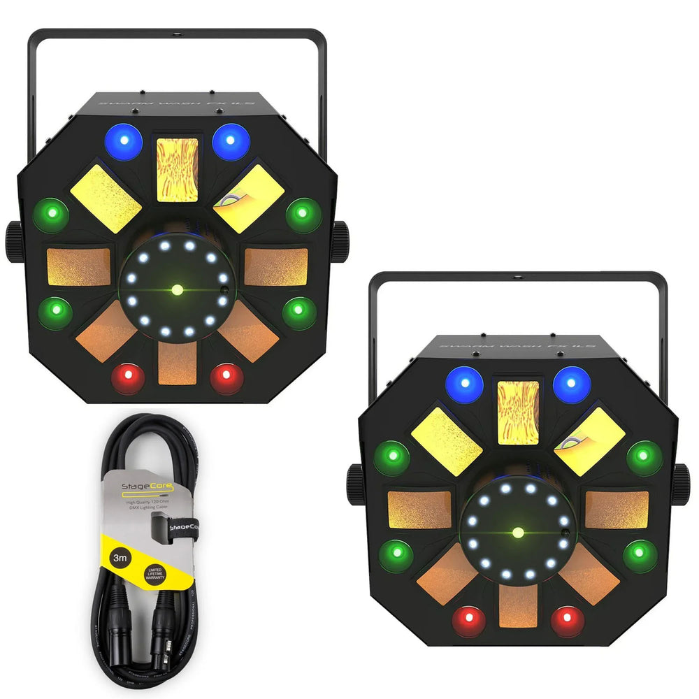 2 x Chauvet DJ Swarm Wash FX ILS Lighting Effect with DMX Cable