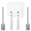 Mobile Wedding DJ Setup White DJ Booth Pro, Direct 121MX, 1.5M Plinths, Fusion 120 Zoom Moving Heads