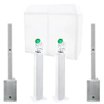 Mobile Wedding DJ Setup White DJ Booth Pro, Direct 121MX, 1.5M Plinths, Fusion 120 Zoom Moving Heads