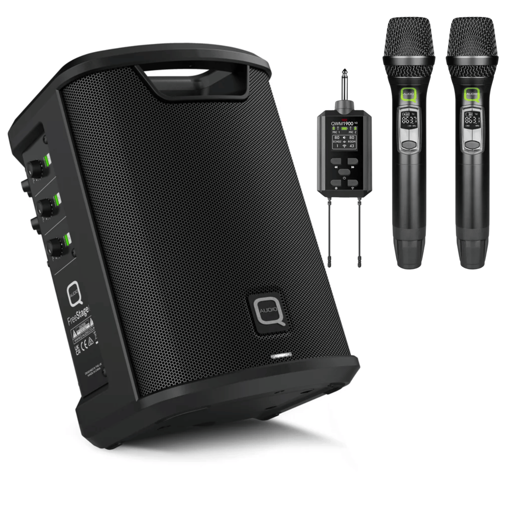 Q-Audio Free Stage 6 6" Battery Powered Speaker with Handheld Microphone