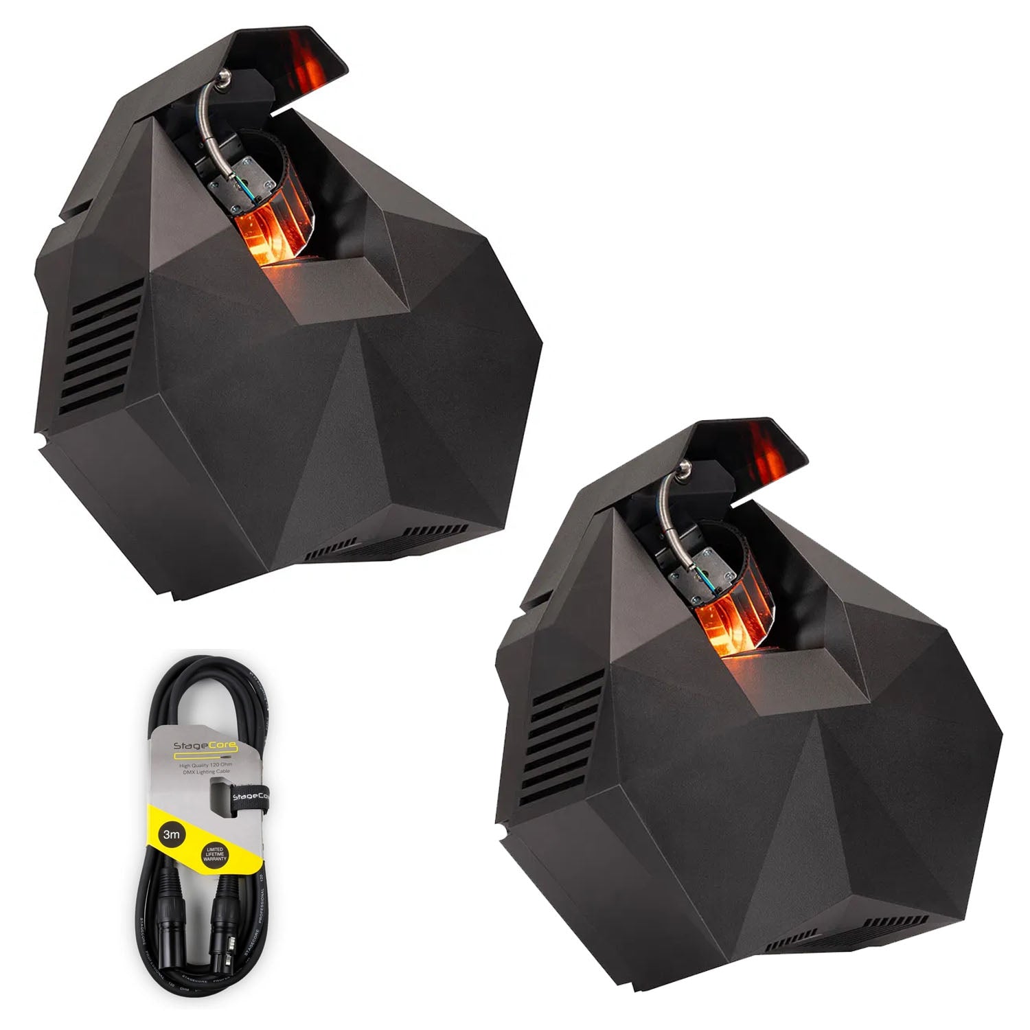 Pair of Eliminator Lighting Vortex 150 150W LED Moonflower effect lights with DMX cable for parties and events