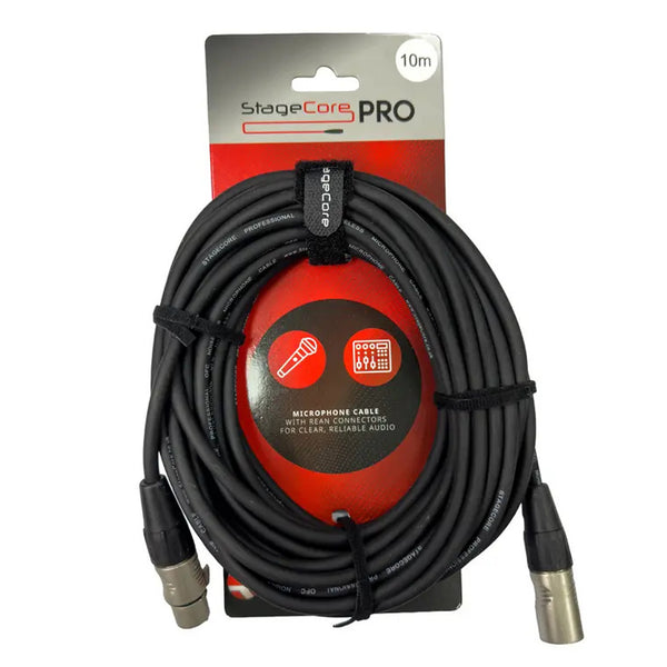 Stagecore Pro 10m Black XLR Microphone Cable with Rean Connectors