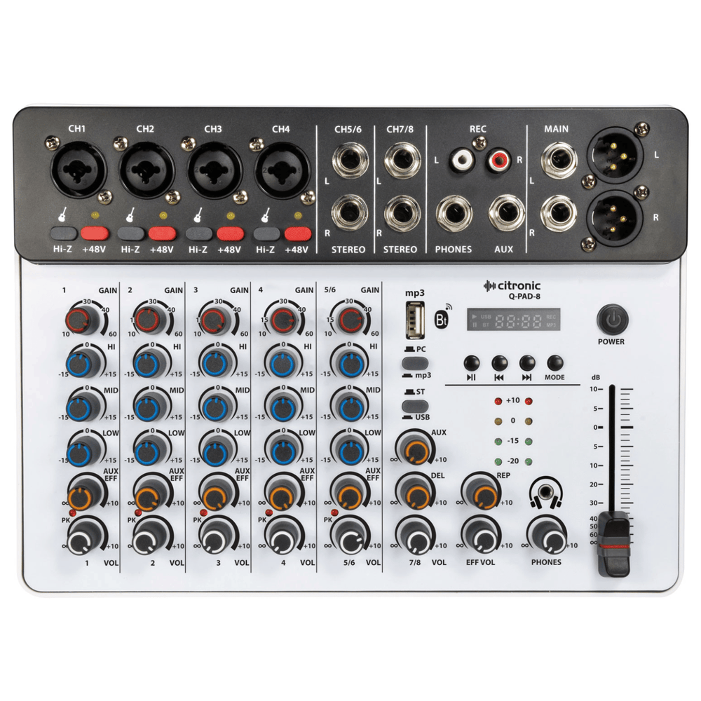Citronic Q-PAD 8 Compact Mixer with USB/BT and Audio Interface