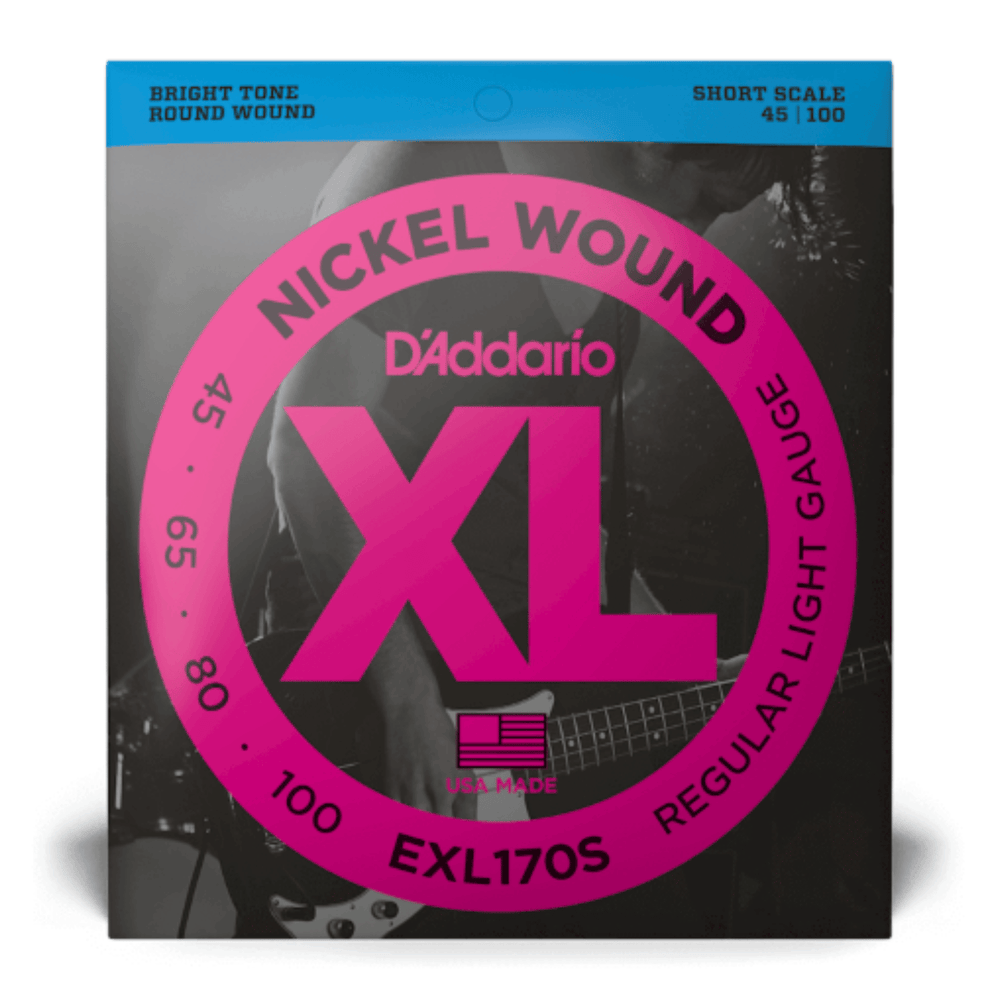 D'Addario EXL170S nickel wound bass guitar strings light 45-100 short scale