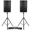 2 x Citronic CAB-15L 15" 1400w Active Speaker with Bluetooth with Stands