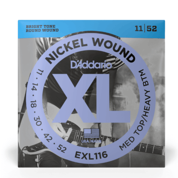 D'Addario EXL116 Medium Top / Heavy Bottom Electric Guitar Strings 11-52 3 Pack