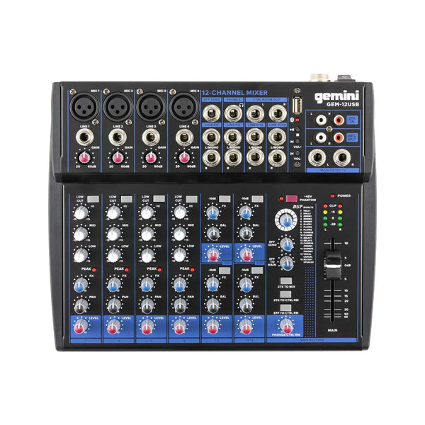 Gemini GEM-12USB Compact 12-Channel Bluetooth Mixer