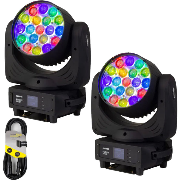 2 x Equinox Fusion 260ZP 12 x 12w RGL LED Moving Head With DMX Cable