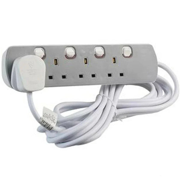 GREY SWITCHED 4 GANG EXTENSION LEAD CABLE 10M - DY Pro Audio