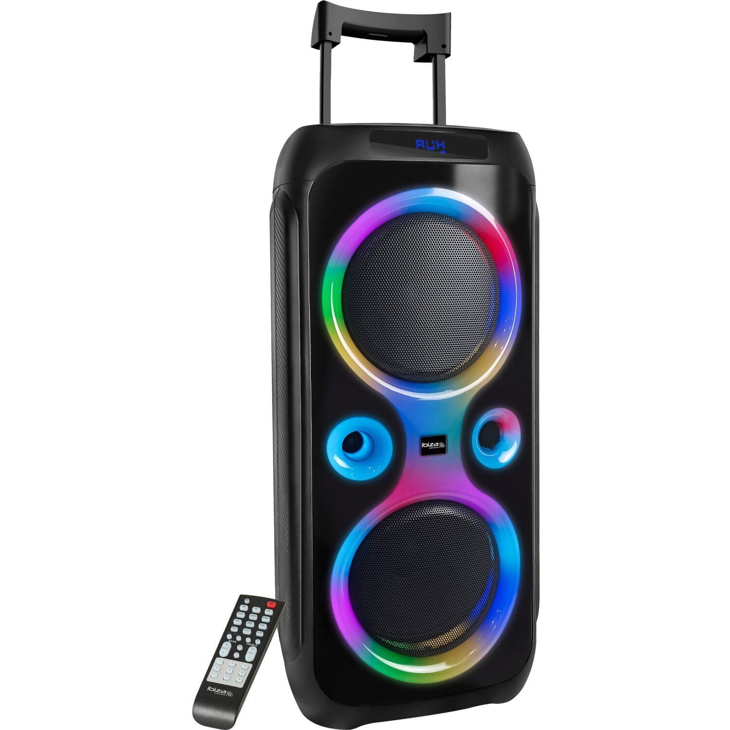 Ibiza INFINITY 2 x 10" 600w Portable LED Party Speaker with Bluetooth USB TWS - DY Pro Audio