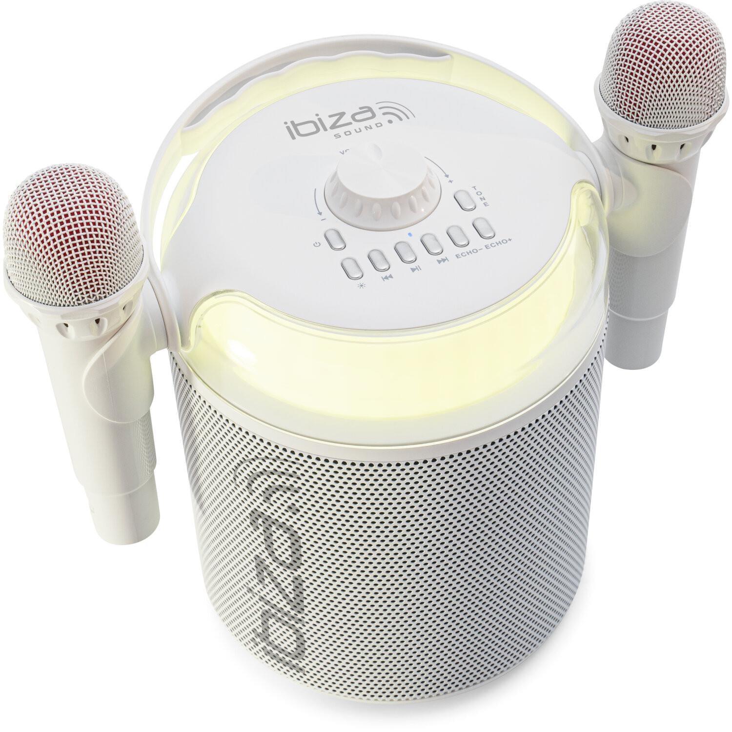 Ibiza KARAHOME-WH White Stand-Alone Bluetooth Karaoke Speaker - DY Pro Audio