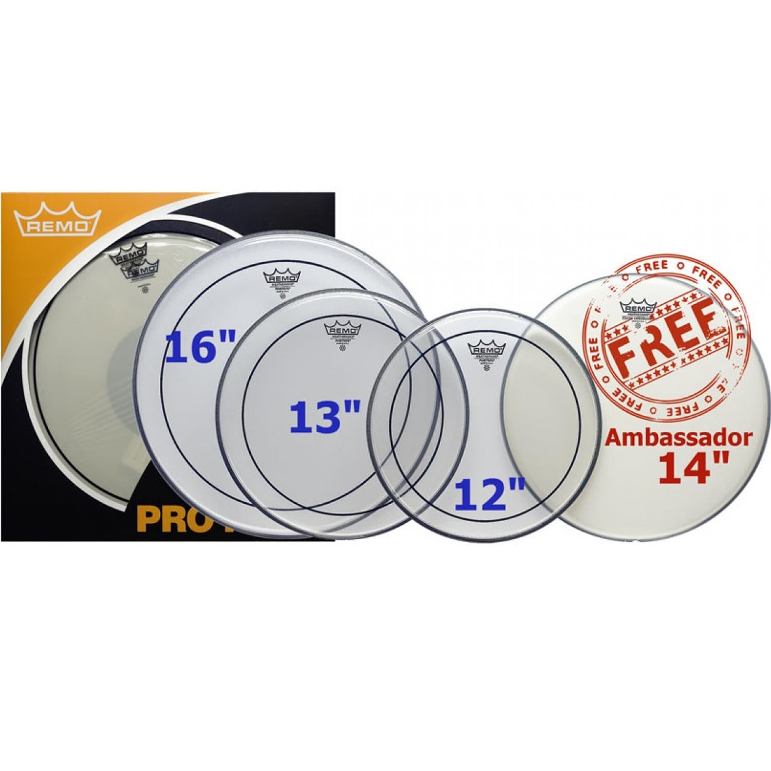 Remo PP-0320-PS Pinstripe Clear Pro Pack Ambassdor Drum Heads