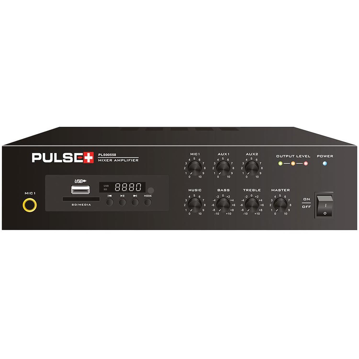 Pulse Plus 60W Compact 100V Line Desktop PA Mixer Amplifier with MP3 Player and Bluetooth