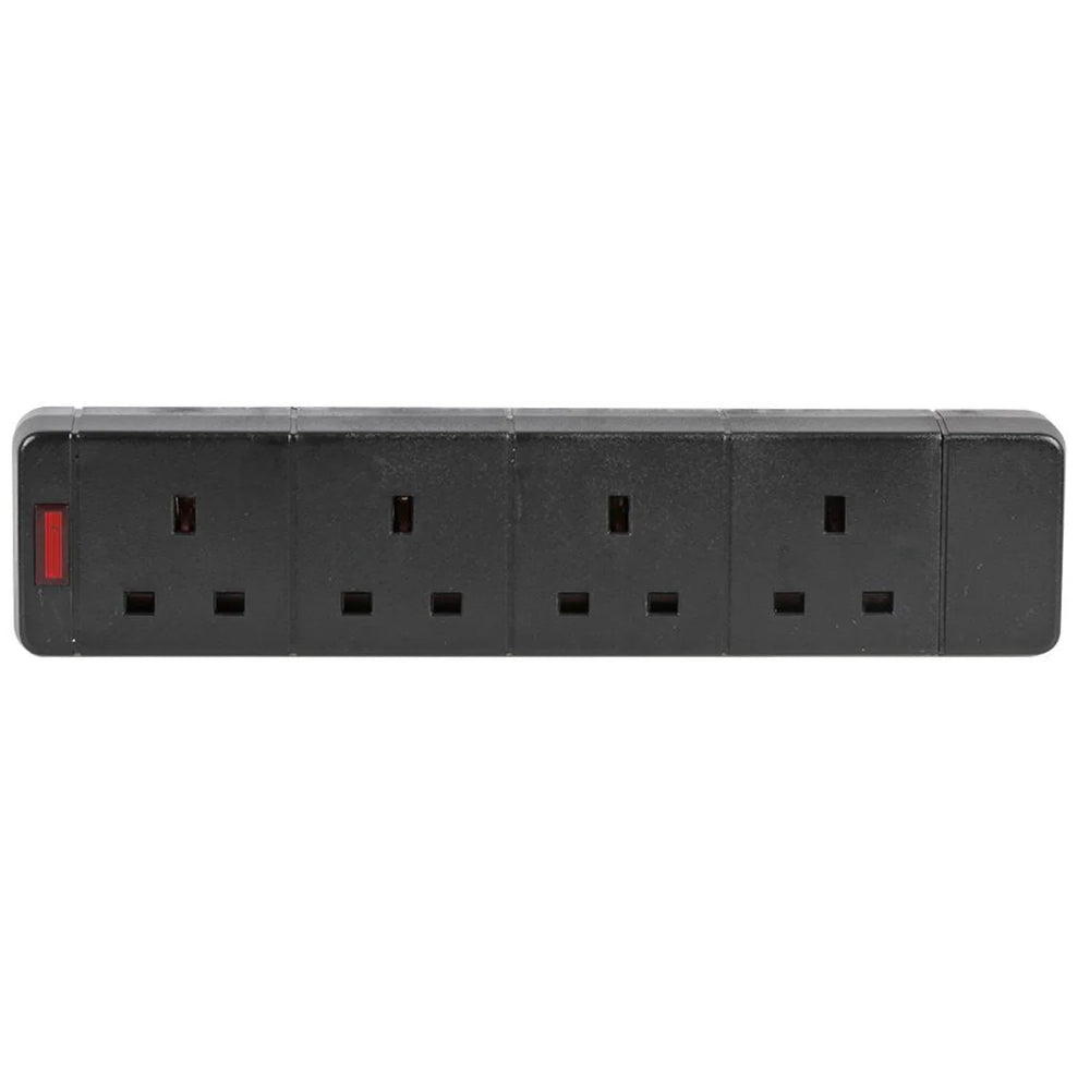 Pro Elec 4 - Gang Socket with Neon Indicator 13A 240V Black