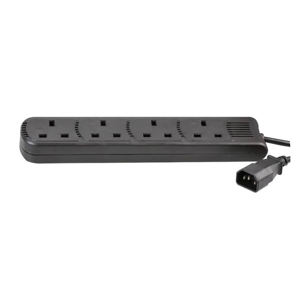 Pro Elec IEC C14 Plug to 4 - Gang Mains Extension Lead, Black, 1m
