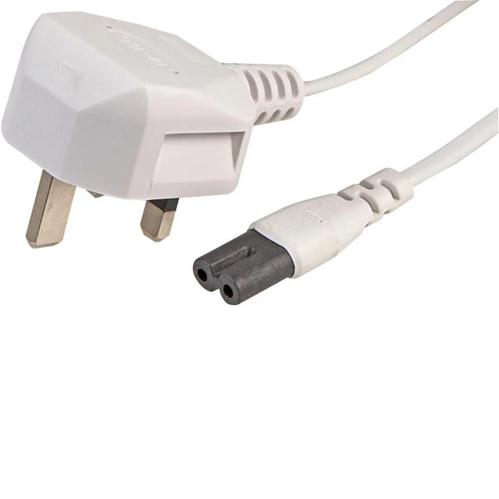 Pro Club Plug Pro Elec UK Mains Plug with 3A Fuse to 'Figure 8' C7 Mains Lead, White