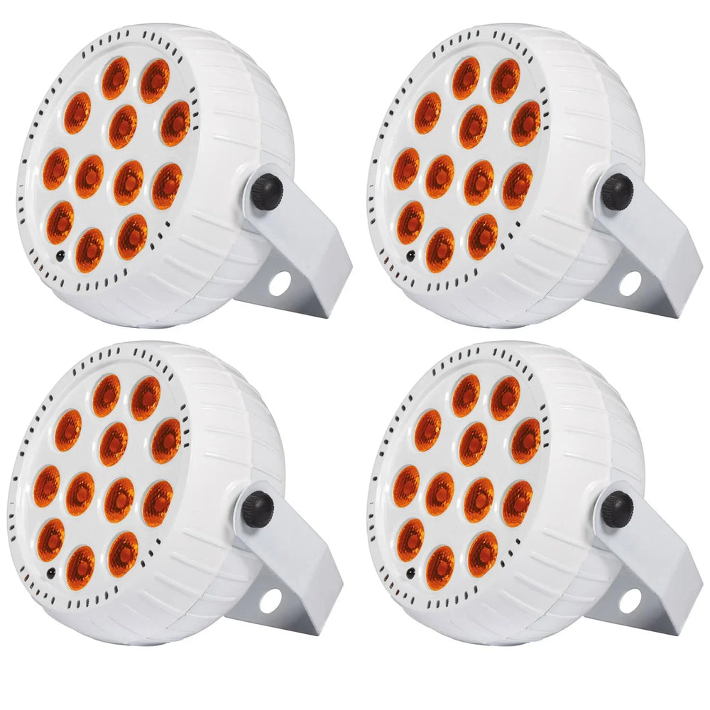 4 x QTX BATPAR - 18W White Rechargeable Mini LED Par Can