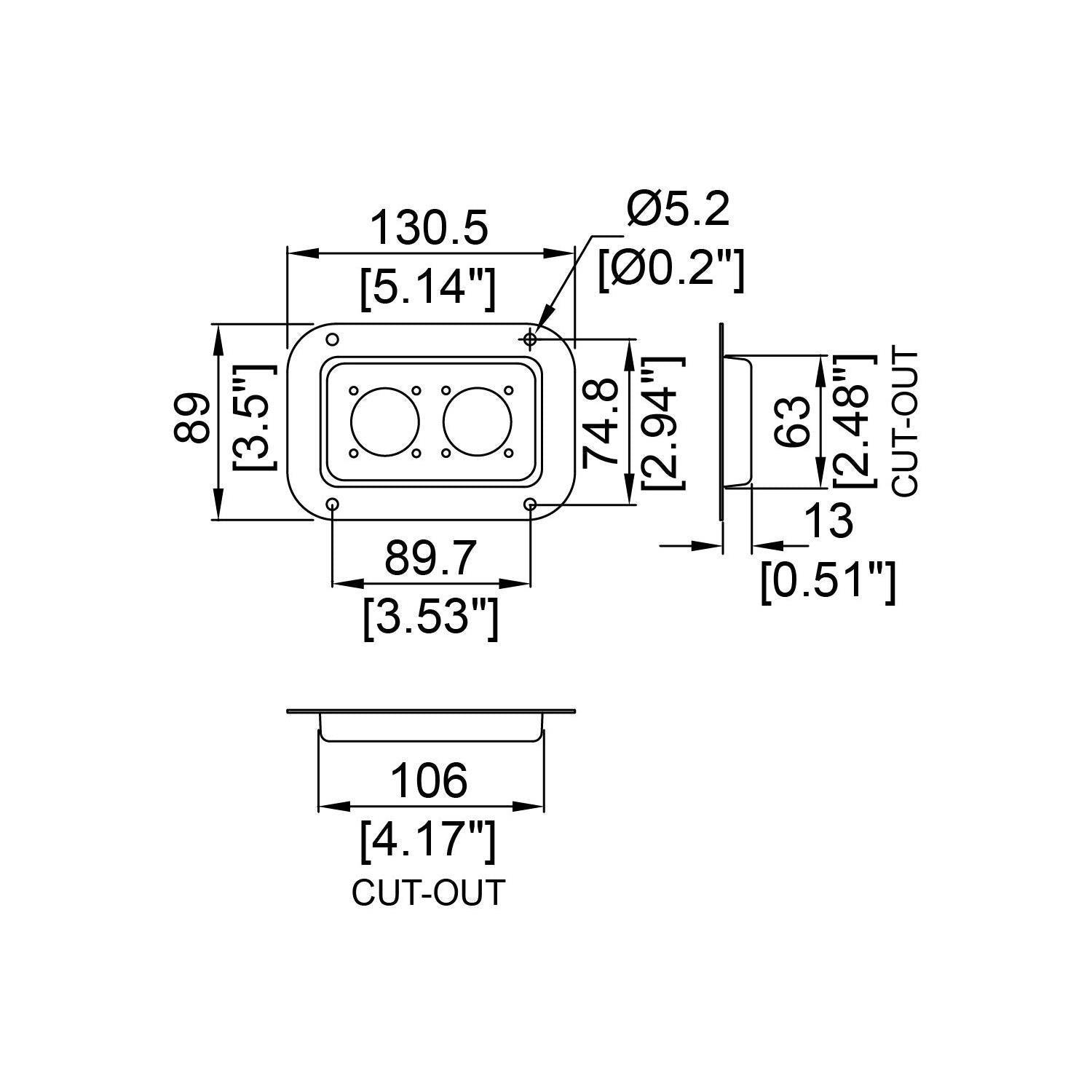 Penn Elcom Medium Black Dish Punched for 2 x Square G-Series Speakon Connectors