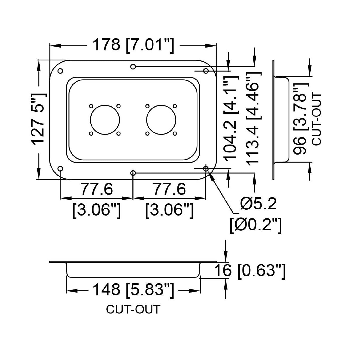 Penn Elcom Large Black Dish Punched for 2 x G-Series Speakon Connectors