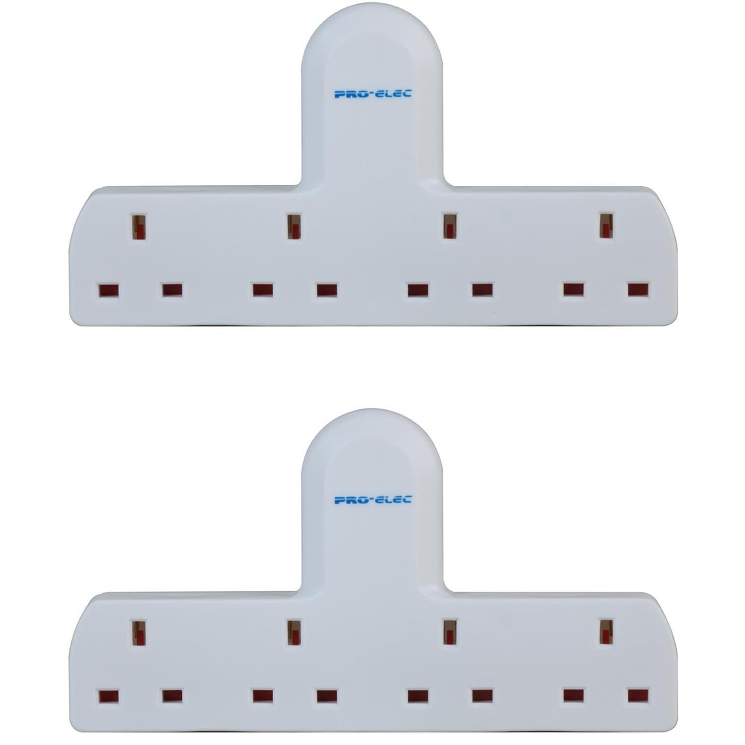 2 x Pro Elec 4 Way Gang Extension Multi Plug In Mains Socket